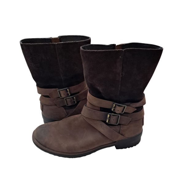 UGG Lorna Boots Womens 8 Brown Leather Suede Shearling Lined Waterproof Outdoors - Picture 12 of 16